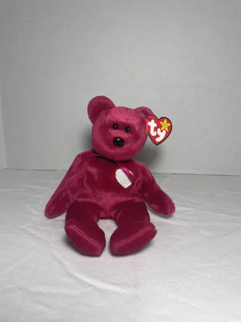 Ty Beanie Baby VALENTINA 8.5 in red bear with ERRORS RARE Retired