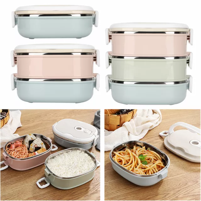 3 Tiers Stainless Steel Insulated Bento Food Thermal Container Thermo Lunch Box