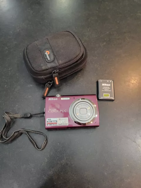 Nikon COOLPIX S230 Digital Camera 10MP 3X Zoom+Battery-UNTESTED-No Charger Cord