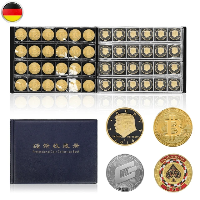 120 Stück Münzalbum, Münzhalter Münzsammlung 2 Euro Münzen Aufbewahrung Münzenalbum (Schwarz