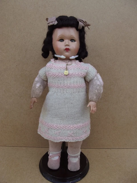 POUPÉE ANCIENNE 42 cm fait pipi tient debout YEUX DORMEURS CORPS RIGIDE