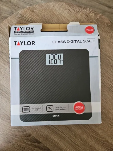 Taylor Glass Digital Bathroom Scale Slip Resitant Carbon Fiber Missing Batteries