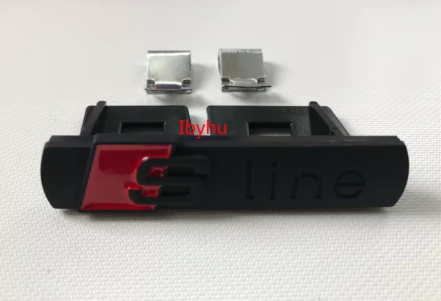 GRADE B AUDI SLINE Emblem schwarz Metall Abzeichen für Frontgrill A3 A4 S4 RS4 S3