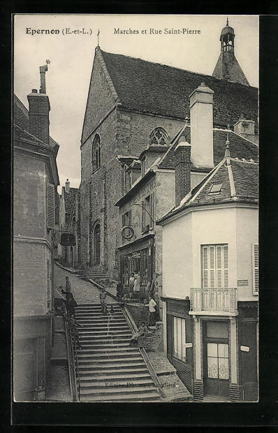 CPA Épernon, Marches et Rue Saint-Pierre