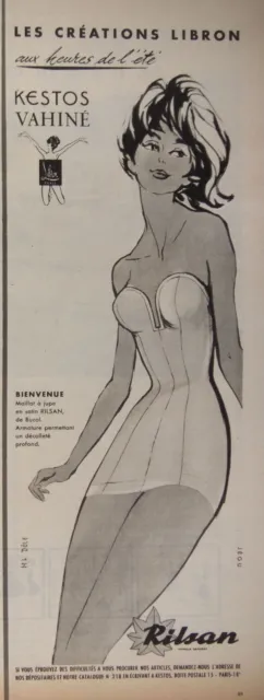 Publicité 1959 Kestos Vahiné De Libron Maillot A Jupe Rilsan - Advertising