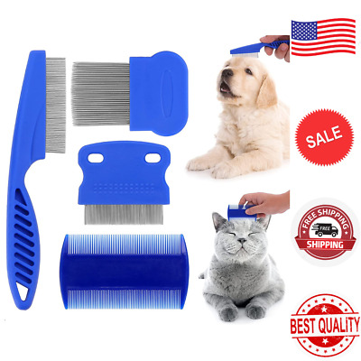 Cat Dog Flea Comb Pet Tear Stain Remover Set Grooming 4 Pieces Durable Material