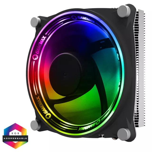 GameMax Gamma 300 Rainbow ARGB Intel AMD CPU Kühler Low Profile Aura Sync 3-polig
