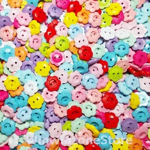 Lot 100 500 1000 Pcs 12mm Mixed Color Pastel Flower Plastic Buttons Sewing Craft