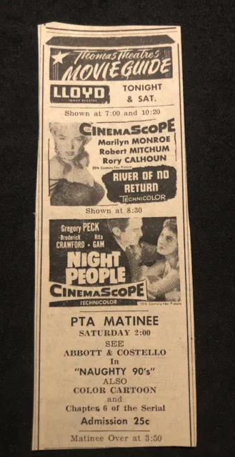 1950’s “River of No Return” Marilyn Monroe Movie Newspaper Print Ad