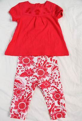 M&S baby girls pink set, leggings bottoms top new cotton marks & spencer 6 9 12