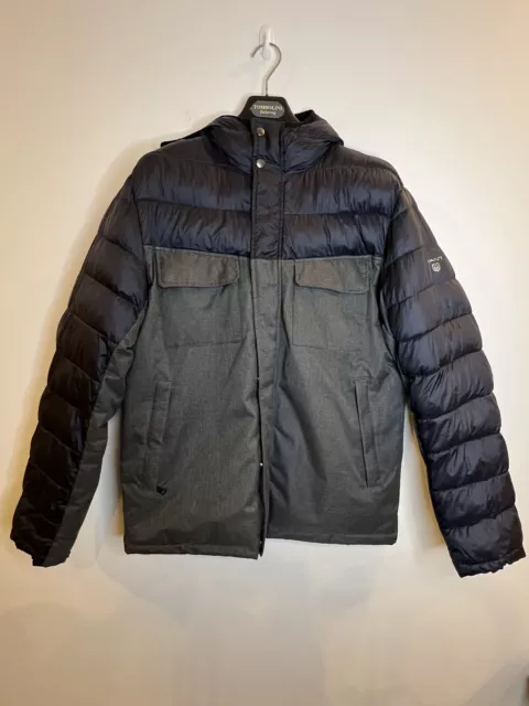 Gant Puffer Coat Padded Winter Jacket Size Medium Black Grey