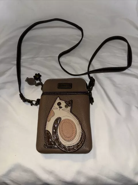 CHALA Tan Kitten Cat Kitty Brown Cell Phone Purse Mini Crossbody Bag