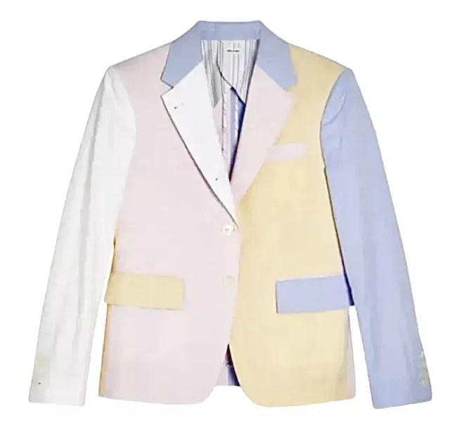 Women’s Thom Browne Sport Coat Fun Mix Colorblock Pincord Size 12 US