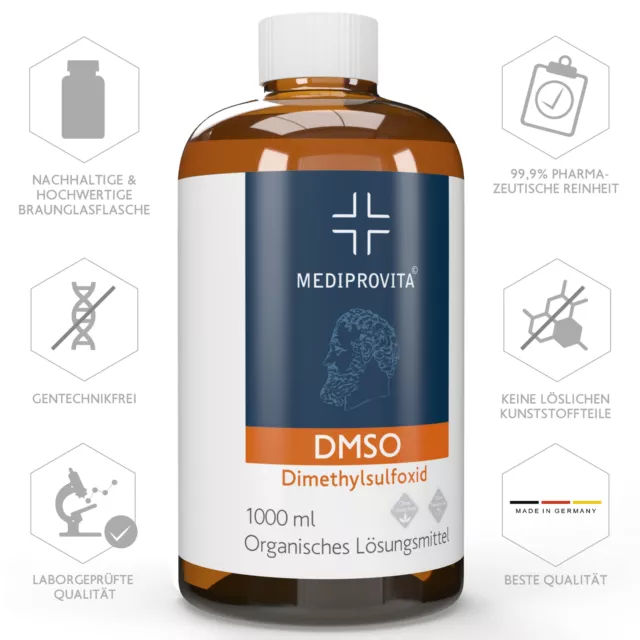 DMSO 1000ml Dimethylsulfoxid 99,9% Reinheit in Braunglas Flasche Markenprodukt 2