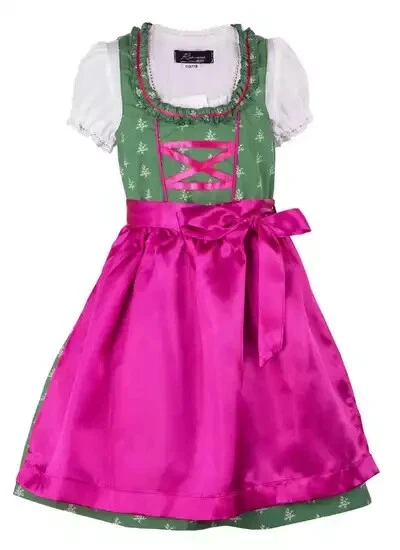 Kinderdirndl Chrissi Grün - Inkl. Kleid, Schürze & Bluse Größe 86-164