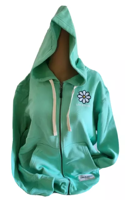 Life Is Good LS Simply True Zip Fleece Hoodie Sweatshirt DAISY Chest48 Womens L