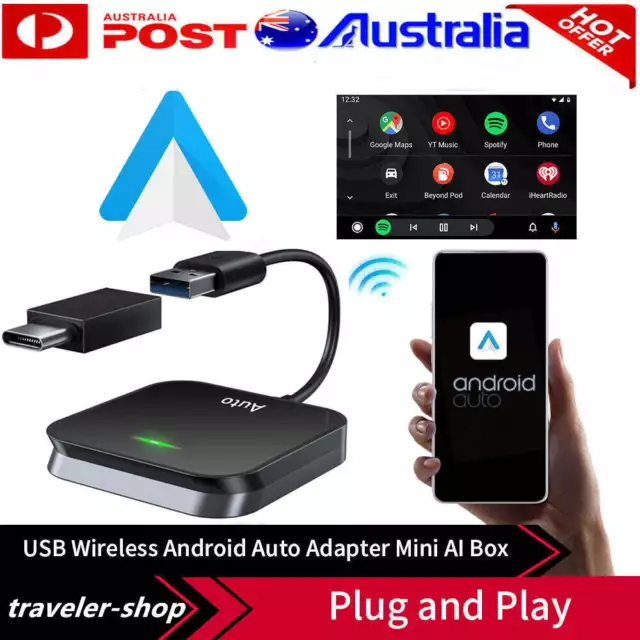 USB & TYPE-C Wireless Android Auto Adapter Dongle Wired to Wireless Car Player