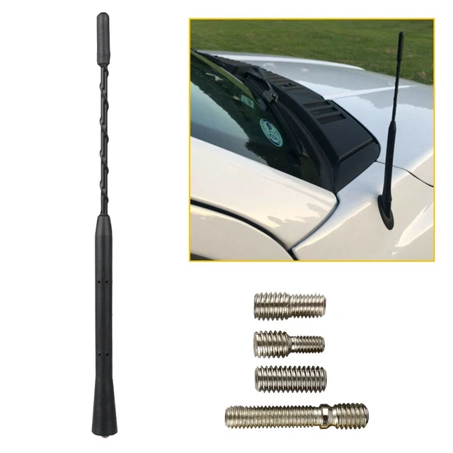 9& CAR ROOF Mast Stereo Antenna AM/FM Radio Aerial w/ Screws Black