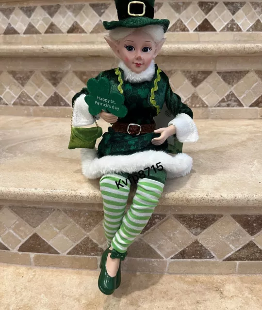 St. Patrick's Day Fairy Elf Shelf Sitter 17” Posable Mantel Tabletop Decor Pixie