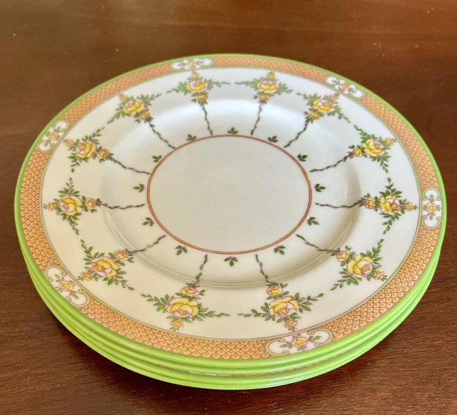 Antique Minton Persian Rose English Porcelain Green Edge Luncheon Plate 10” Antique Minton Persian Rose English Porcelain Green Edge Luncheon Plate 10”