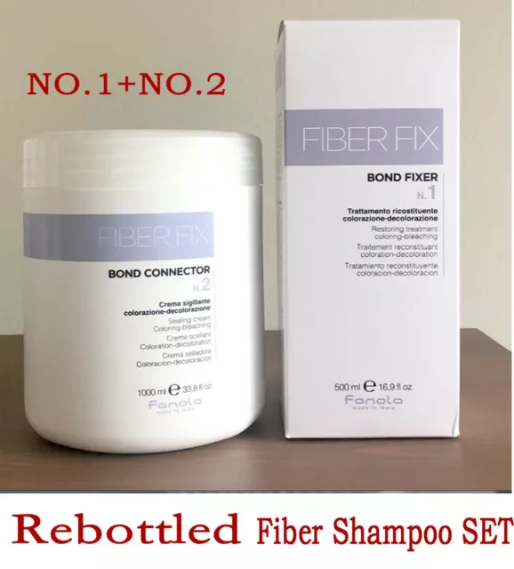 Rebottled Fanola fiber fix No.1 Bond Fixer & No.2 Connector as olaplex bonding