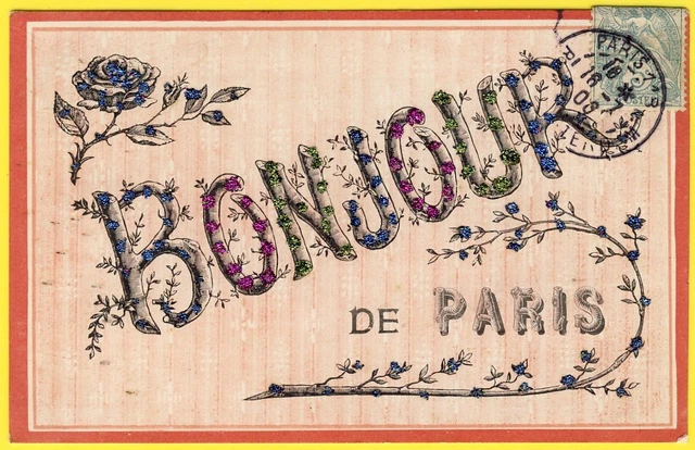 CP BORDS DENTELES Pour Votre Fete ... Decoupis Couronne Fleurs Colombe