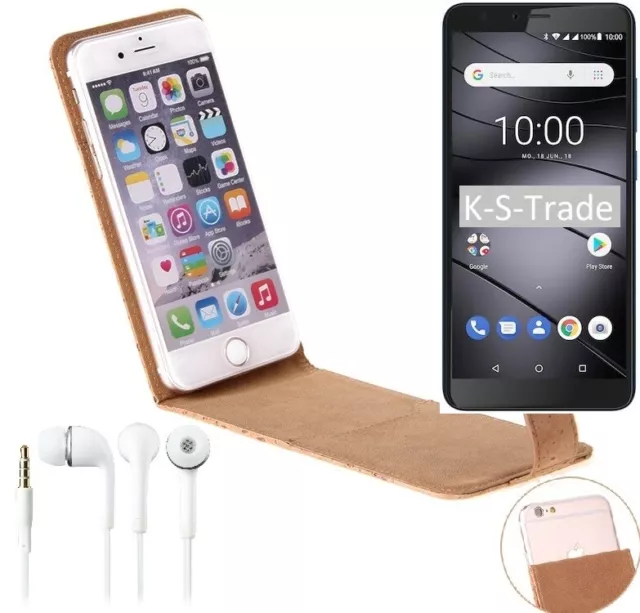 Protective cover for Gigaset GS100 + earphones cork Flipstyle