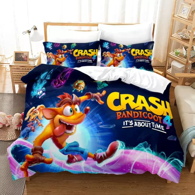 Crash Bandicoot Bedding Set 2/3Pcs Gift Quilt Duvet Cover Single Double Size UK 3