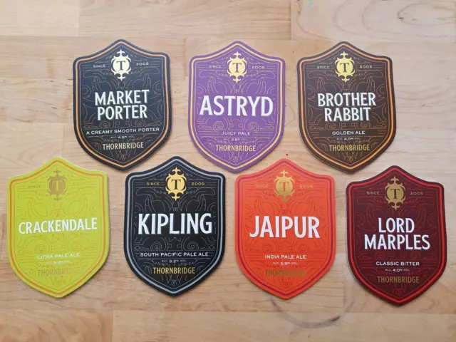 7x THORNBRIDGE brewery PUMP CLIPS real ale beer pump clip badge fronts job lot