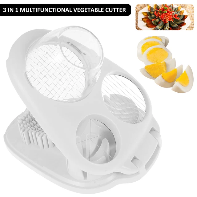 EGG SLICER 3 in 1 Stainless Steel Egg Cutter Multifunctional Boiled Egg