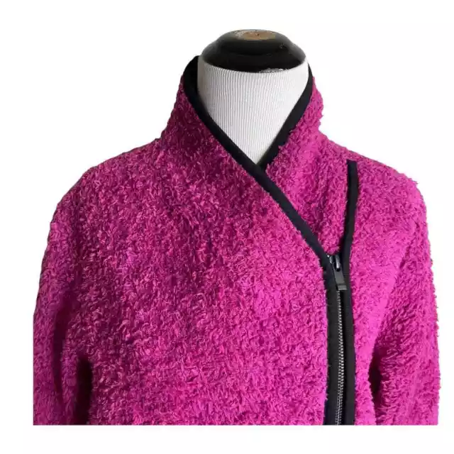 Nic + Zoe Small Fuchsia Pretty in Pink Coat Fuzzy Moto Asymmetric Zip NWT 3