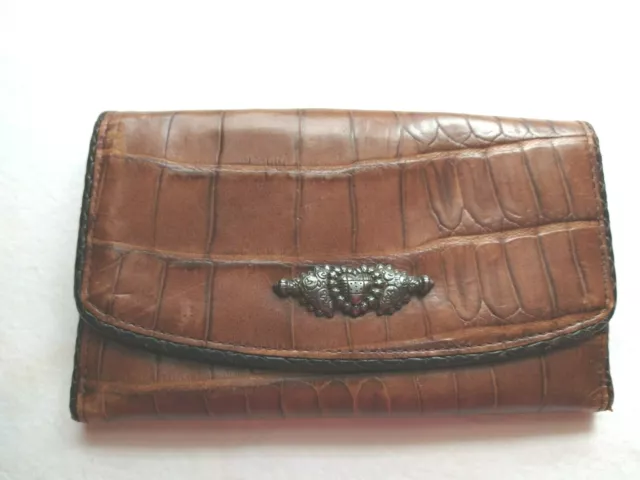 Brighton Brown Croc Embossed Leather Clutch Organizer Wallet