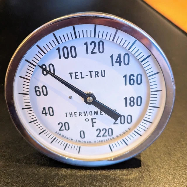 Tel-Tru Thermometer 5" Face. 220F 7" Stem. Germanow simon co.