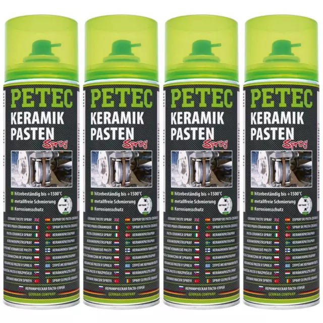 Petec Keramikpasten Spray 4x 0,5L 70650 Hochtemperatur Bremsenpaste Montagepaste