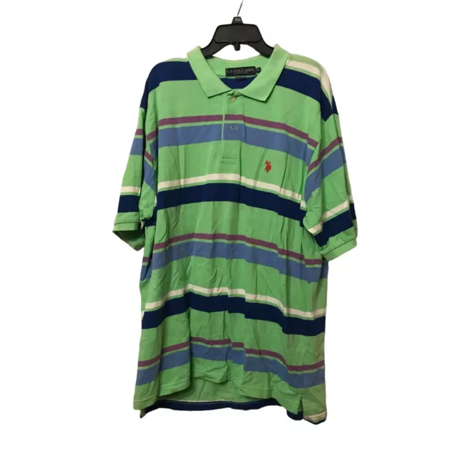 U.S. POLO ASSN. green and blue striped polo men's shirt, size 2XL ...