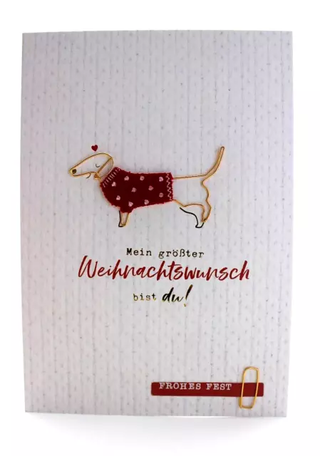 Weihnachtskarte handarbeit Karte zu Weihnachten Glückwunschkarte mit Dackel A444