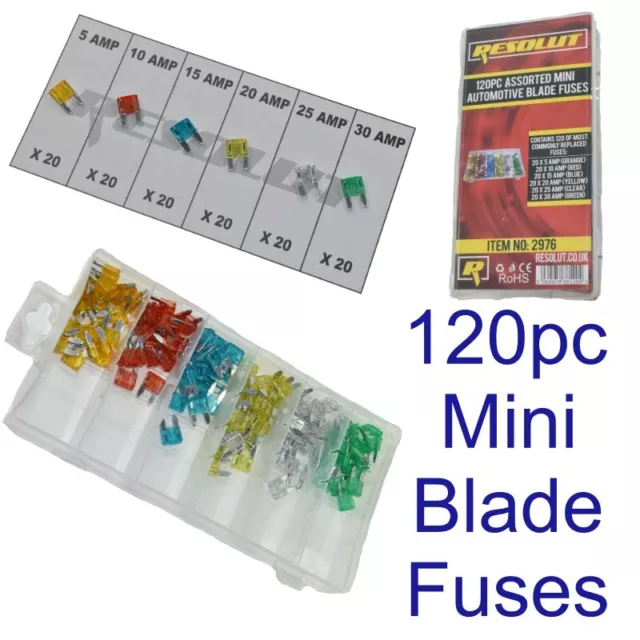 Mini Car Blade Fuses Standard 120pc Assortment Automotive Auto Fuse 5 to 30 Amp