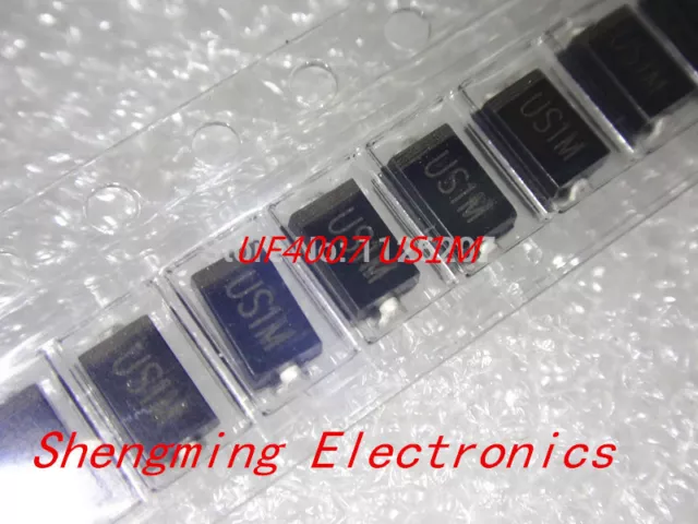 100pcs US1M UF4007 1A/1000V SMA Rectifier Diode Fast Recovery Diode DO-214AC