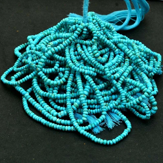 Naturel AAA Arizona Turquoise 3mm Pour 4mm Rondelle Perles Facettées 13 " CM