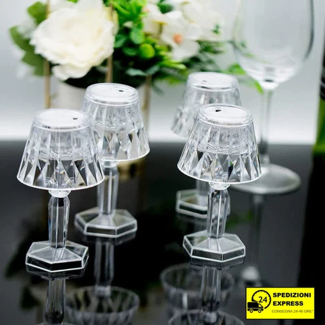 Mini Lampada Decorativa Effetto Cristallo Da Tavolo Luce Fredda 4 Pezzi