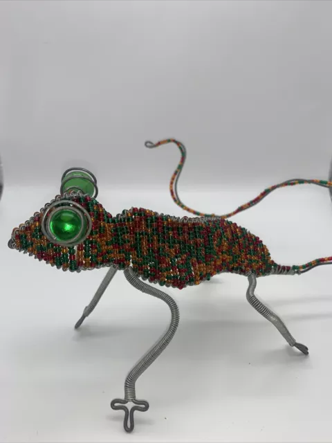 Beaded Wire Lizard/Gecko Table Top/Wall Crawling Figurine Sculpture Colorful