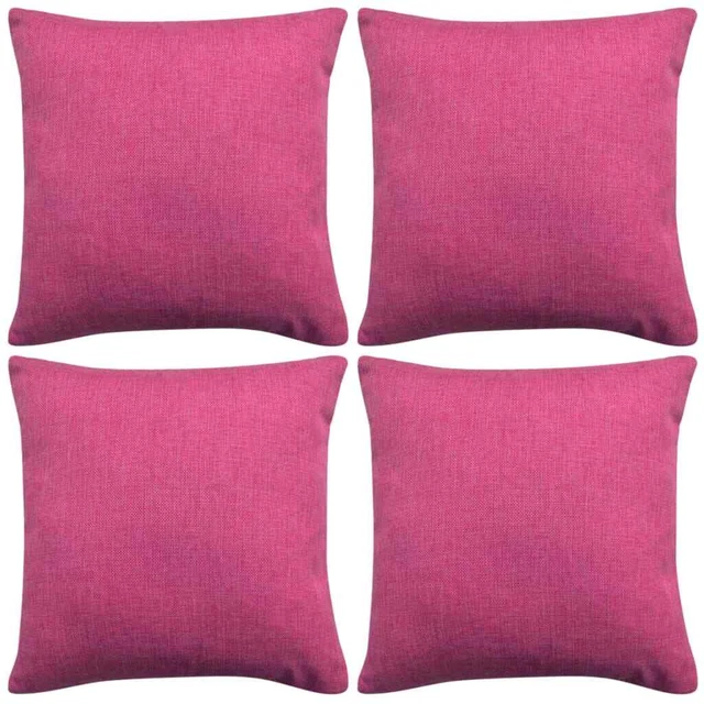 Cushion Covers 4 pcs Linen-look Pink 80x80 cm