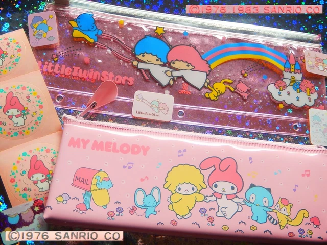 ✘RARE Vintage SANRIO MY MELODY 1976 + VTG LITTLE TWIN STARS 83 Astuccio Pen Case