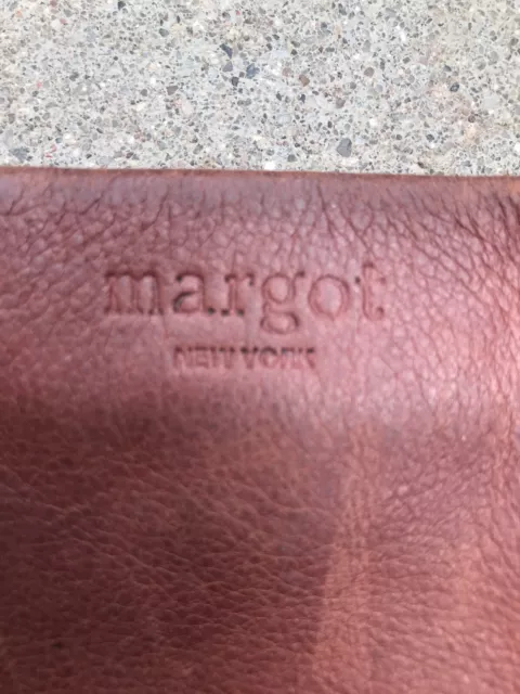 MARGOT genuine LEATHER  Crossbody Brown bag purse ZIP TOP front pocket 50" strap 5