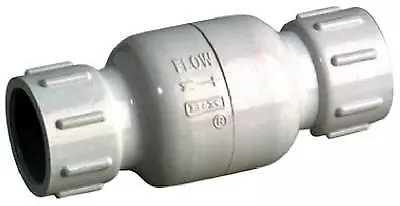 PVC Check Valve, Threaded, White, Schedule 40, 1-1/2-In. -101-107