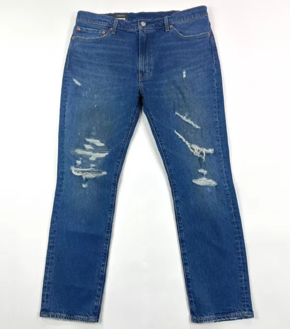 Levis 511 Slim Fit Eco Ease Mens 38x30 Distressed Denim Medium Wash Blue Jeans