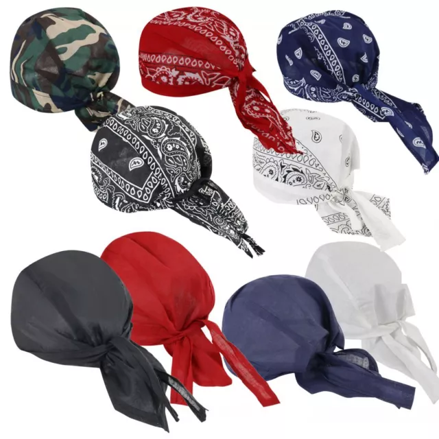 Bandana Head Scarf Zandana Head Wear Wrap Hat Cover Skull Pattern Paisley Plain