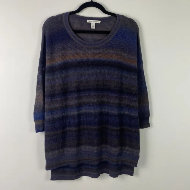 AUTUMN CASHMERE 100% Cashmere Mesh Spacedye Hi Lo Sweater Size Medium