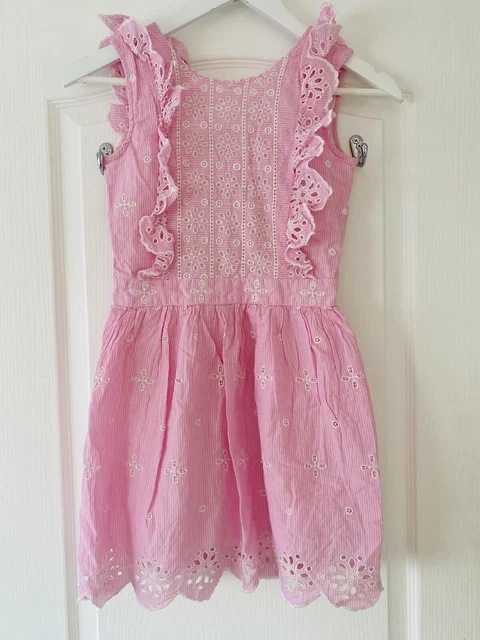 Abito Inglese Ricamato Bianco Rosa 9-10 Anni River Island Ragazze Vacanze Estive