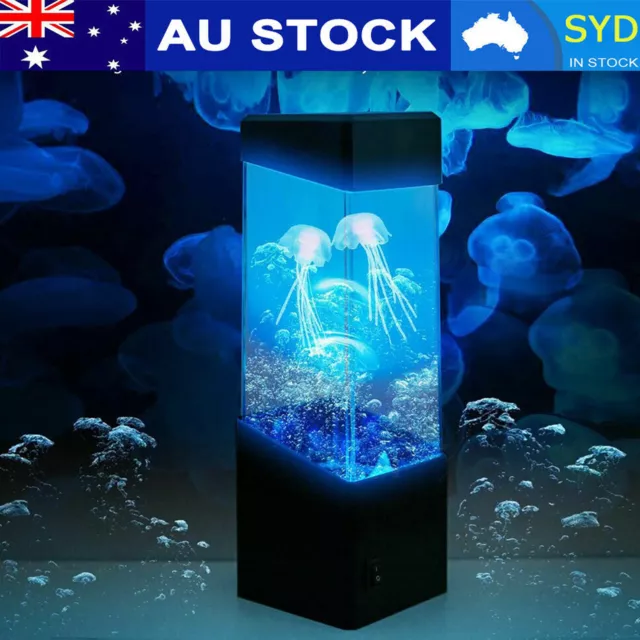 LED Jellyfish Aquarium Fish Tank Lamp 7 Color Changing Bedside Mood Night Light